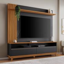 Estante e Home Theater Ripado para TV até 65 Polegadas 162,6cmx183,8cm Pés em Madeira Maciça Detalhe da Nt 1335 Marrom Preto/Freijó Estante e Home Theater Ripado para TV até 65 Polegadas 162,6cmx183,8cm Pés em Madeira Maciça Detalhe da Nt 1335 Marrom Preto/Freijó