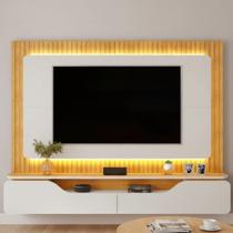 Estante e Home Theater Ripado para TV até 70 Polegadas com 100% MDF 210cmx180cm Led Treviso Cinza Bali/Cedro