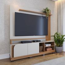 Estante e Home Theater Ripado para TV até 75 Polegadas 182cmx187cm 2 Portas Jurerê Branco Off White Matte/Freijó Estante e Home Theater Ripado para TV até 75 Polegadas 182cmx187cm 2 Portas Jurerê Branco Off White Matte/Freijó