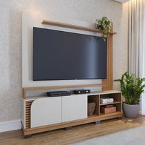 Estante e Home Theater Ripado para TV até 75 Polegadas 182cmx187cm 2 Portas Jurerê Branco Off White Matte/Freijó Estante e Home Theater Ripado para TV até 75 Polegadas 182cmx187cm 2 Portas Jurerê Branco Off White Matte/Freijó