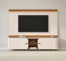 Estante e Home Theater Ripado para TV até 75 Polegadas com 100% MDF 240cmx200cm Led Lord Bege Off White/Freijó Estante e Home Theater Ripado para TV até 75 Polegadas com 100% MDF 240cmx200cm Led Lord Bege Off White/Freijó