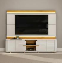 Estante e Home Theater Ripado para TV até 75 Polegadas com 100% MDF 240cmx200cm Led Lord Marrom Bali/Cedro Estante e Home Theater Ripado para TV até 75 Polegadas com 100% MDF 240cmx200cm Led Lord Marrom Bali/Cedro