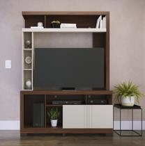 Estante Elba para TV's de até 50 Polegadas com 2 Pts com Frisos - Nogueira Real/ Off White Matte Colibri