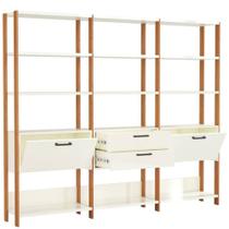 Estante Elegante 3 Torres com 1 Gaveteiro e 2 Portas 2,16 MT (LARG) cor Off White Brilho com Freijo Fosco - 52823 Estante Elegante 3 Torres com 1 Gaveteiro e 2 Portas 2,16 MT (LARG) cor Off White Brilho com Freijo Fosco - 52823
