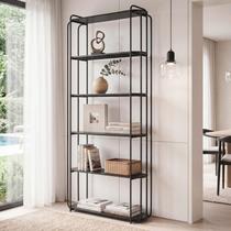 Estante em Metal com 6 Prateleiras Design Moderno para Sala e Escritório Orla Preto Estante em Metal com 6 Prateleiras Design Moderno para Sala e Escritório Orla Preto