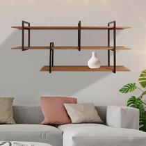 Estante Escritório Sala Cozinha Quarto Estilo Industrial Suspensa Design Inovador e Elegante Com Ferro e Madeira