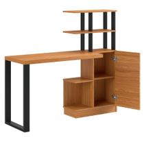 Estante Escrivaninha Estilo Industrial 1 Porta F17 Freijó/Preto Fosco - Pradel Estante Escrivaninha Estilo Industrial 1 Porta F17 Freijó/Preto Fosco - Pradel