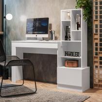 Estante Escrivaninha Lion com 6 Nichos e 1 Gaveta Branco - Belaflex Estante Escrivaninha Lion com 6 Nichos e 1 Gaveta Branco - Belaflex