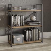 Estante Estilo Industrial com 03 Prateleiras Madeira E Metal Livros Freijo Kapesberg