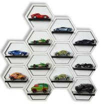 Estante Expositor Porta Carrinhos MDF Display Miniaturas 1:64 Organizador Parede Decoração Coleção Cores:BrancaQuantida