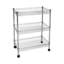 Estante Fruteira Multiuso de Aço com 3 Cestos Ajustáveis Estante Fruteira Multiuso de Aço com 3 Cestos Ajustáveis