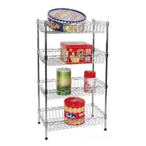 Estante Fruteira Multiuso de Aço com 4 Cestos Ajustáveis Estante Fruteira Multiuso de Aço com 4 Cestos Ajustáveis