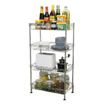 Estante Fruteira Multiuso de Aço com 4 Cestos Ajustáveis Estante Fruteira Multiuso de Aço com 4 Cestos Ajustáveis