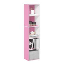 Estante Furinno Luder de 5 camadas em cubo rosa/branco