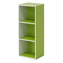 Estante Furinno Pasir Prateleira aberta de 3 camadas branca/verde Estante Furinno Pasir Prateleira aberta de 3 camadas branca/verde