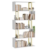 Estante Gadroad Geometric de 5 camadas em forma de S em madeira/metal dourado Estante Gadroad Geometric de 5 camadas em forma de S em madeira/metal dourado