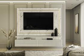 Estante Gaia para TV de até 75 polegadas - CALACATA / OFF WHITE - Madetec