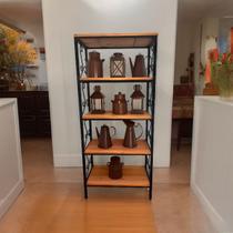 Estante Grande 5 Prateleiras Ferro e Madeira Estilo Industrial