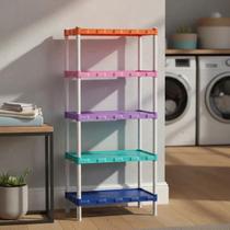 Estante Grande 68 Cm Plástica Colorida 5 Prateleiras Cores Vivas Agraplast Milão 876