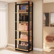 Estante Guarda Roupa para Closet com Prateleiras Estilo Industrial Bege/Freijo/Preto Estante Guarda Roupa para Closet com Prateleiras Estilo Industrial Bege/Freijo/Preto