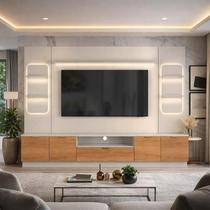 Estante Home + 2 Torres Sala 270cm Para TV 75 Pol Atenas Lukaliam Lukaliam Off White/Jequitiba Estante Home + 2 Torres Sala 270cm Para TV 75 Pol Atenas Lukaliam Lukaliam Off White/Jequitiba