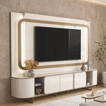 Estante Home Atlanta para TV até 75” com LED Cantos Arredondados e Pés de Ferro Design Sala Luxo Estante Home Atlanta para TV até 75” com LED Cantos Arredondados e Pés de Ferro Design Sala Luxo