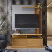 Estante Home Chicago Para Tv Até 60 Polegadas 2 Portas Correr Prateleira E Rodízio Tauari/ Cinza Perolizado - Lukaliam