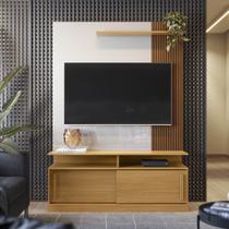 Estante Home Chicago para TV até 60 Polegadas 2 Portas Correr Prateleira e Rodízio Tauari/ Off White - Lukaliam