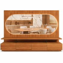 Estante Home Donna 300cm com Led e Espelho Bronze 4 Gavetas Pollo Decor Cor Cinamomo
