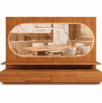 Estante Home Donna 300cm com Led e Espelho Bronze 4 Gavetas Pollo Decor