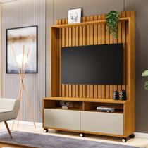 Estante Home Estilos Para Tv Até 55 Polegadas -2 Portas e Nicho -Ripado -Rodizio -Carmolar