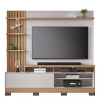 Estante Home Maceio 2,00m com Pes para TV com Led Freijo/Off White - Colibri