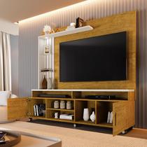 Estante Home Ocean c Led p/ TV 65" 3 Prateleiras c/ Rodízios Cor:Naturale/OffWhite