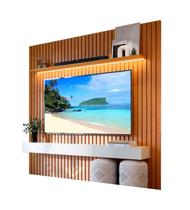 Estante Home para Sala TV 75 Polegadas Ripado Cleean 2.2 Naturale com Off White - MoveisAqui
