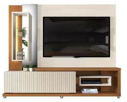 Estante Home para Tv 65 polegadas DALLE com LED 100% MDF 3D FRISOS OFF WHITE/CINAMOMO AVELA - DJ MÓVEIS