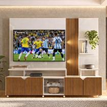 Estante Home para TV até 55 Polegadas Impressão Ripada Cross Lukaliam Off White/Tauari