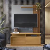 Estante Home para TV até 60 Polegadas 2 Portas Correr Prateleira e Rodízio Chicago Tauari/ Cinza Perolizado - Lukaliam