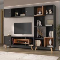 Estante Home para TV até 65 Polegadas com 3 Portas Vision Yescasa Cinza Grafite
