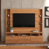 Estante Home para TV até 70 Polegadas 3 Portas Prateleiras Vidro e Rodízio Bilbao Jequitibá - Lukaliam