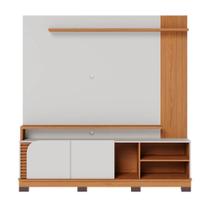 Estante Home para TV até 75" 2 Portas Detalhe Ripado Ubatuba