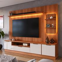 Estante Home Para TV Até 75” Noble 225cm Com Torre Lateral Nicho Com LED