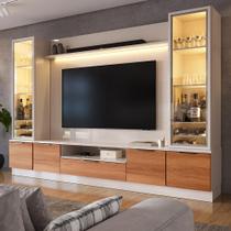 Estante Home Para TV Até 75” Noble 270cm Com 2 Cristaleiras LED E Portas Reflecta Estante Home Para TV Até 75” Noble 270cm Com 2 Cristaleiras LED E Portas Reflecta