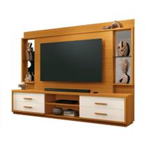 Estante Home para Tv até 75 Polegadas 4 Gavetas Leni Off White e Cedro 240cm Estante Home para Tv até 75 Polegadas 4 Gavetas Leni Off White e Cedro 240cm