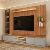 Estante Home para TV até 75 Polegadas com LED e Vidro Reflecta 2 Portas 2 Gavetas Magnum Linea Brasil