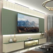 Estante Home para Tv até 85 Polegadas com Led 260cm Soberano Reflecta Off White/Verde Floresta - Gelius Móveis