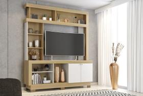 Estante Home para TV MALI Até 50 Polegadas com Nichos e Portas Rack com Painel para Sala de Estar Estante Home Theater 160cm