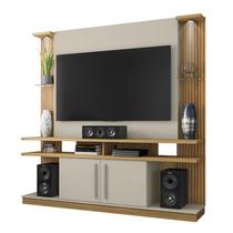 Estante Home para TV York com LED 2 Portas Cinamomo/Off White/Ripado - Bechara Estante Home para TV York com LED 2 Portas Cinamomo/Off White/Ripado - Bechara