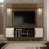 Estante Home Plenus para TV até 60 Polegadas com LED 2 Portas Ipê com Off White ValdeMóveis