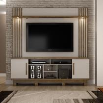 Estante Home Plenus para TV até 60 Polegadas com LED 2 Portas Off White com Ipê ValdeMóveis