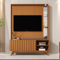 Estante Home Ripada para TV até 60 Polegadas 2 Portas com Pés de Madeira Em MDF Açai JB Móveis